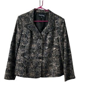 EVAN PICONE Women’s Size 16P Blazer Suit Jacket Jacquard Pattern Navy Black Tan